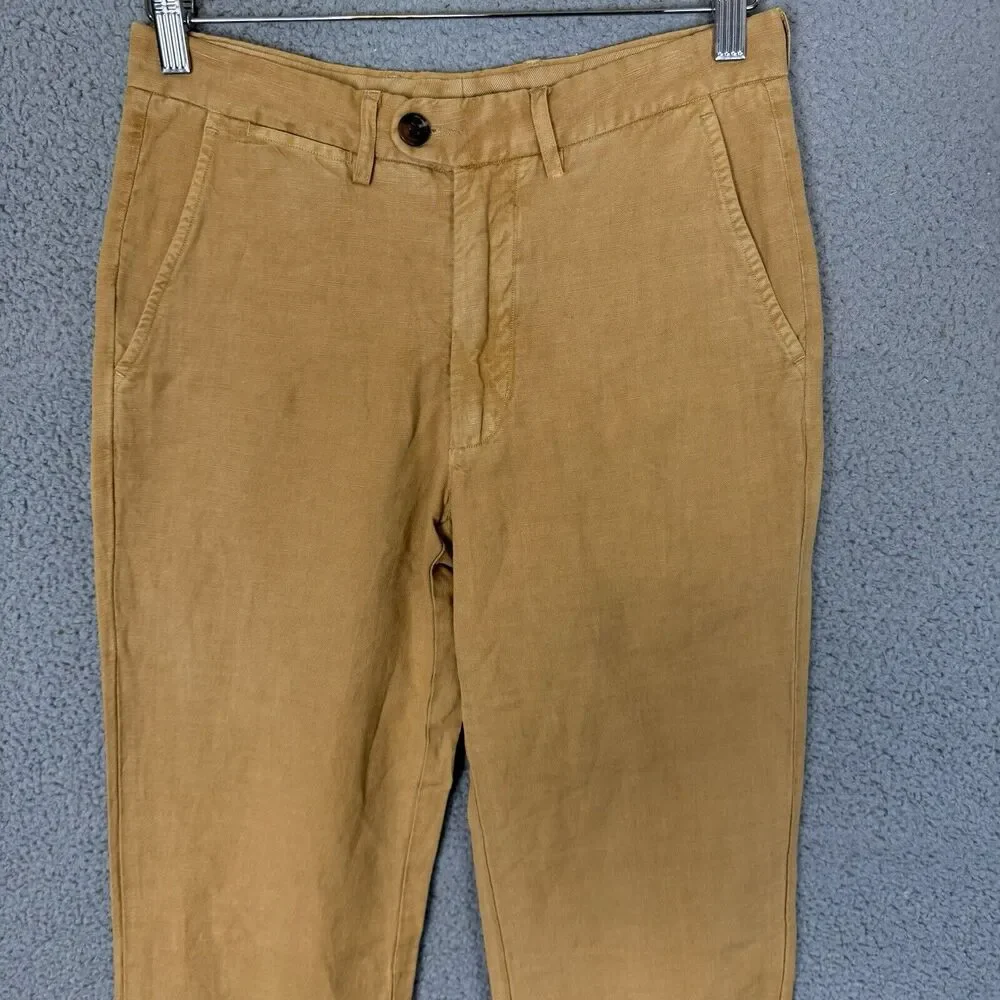 Spier & Mackay Pants‎ Mens 28 Khaki Slim Fit Linen Blend Flat Front Chinos